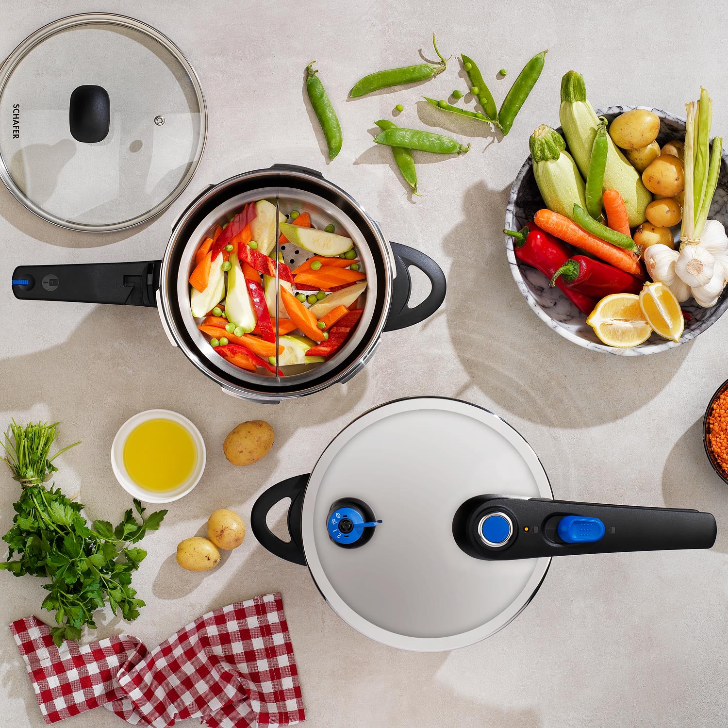 Schafer Gusto Chef 2 Li Düdüklü Tencere Seti 4+7 L 4 Parça-Inox01 Görseli