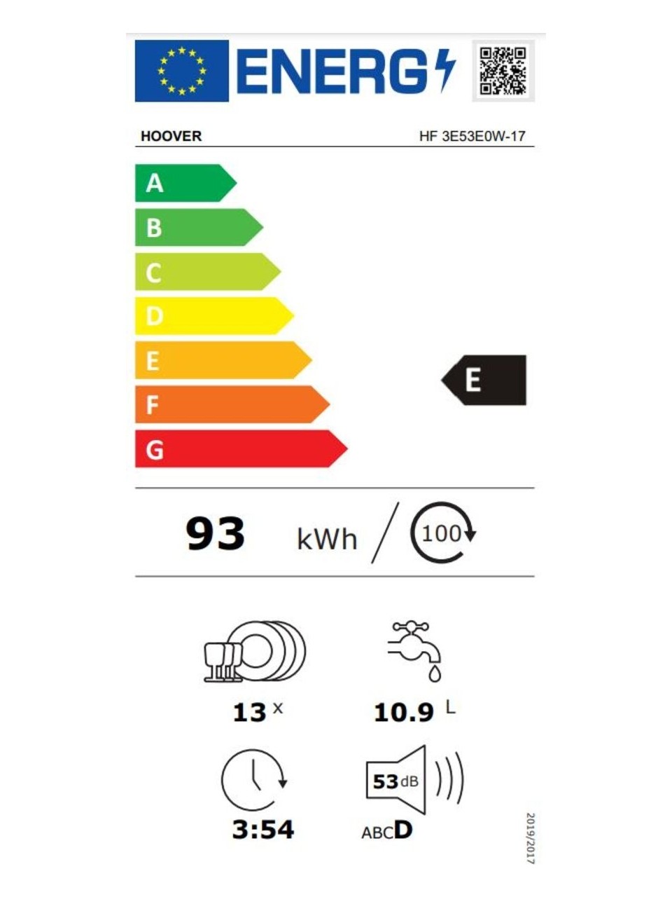 Hoover Hf 3E53L0W-17 Bulaşık Makinesi Görseli
