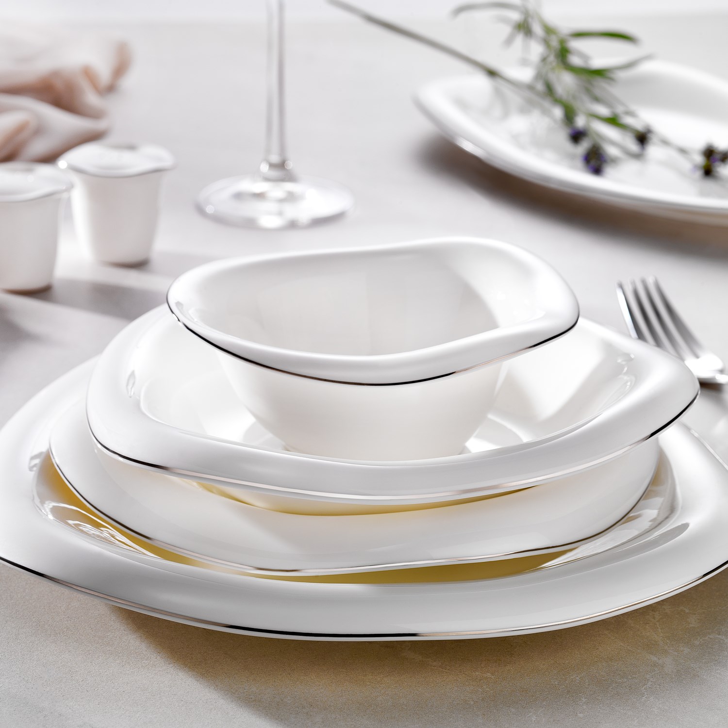 Schafer Superfine Bone Seraphine Yemek Takım 8 kişilik  37 Parça-Platin Görseli