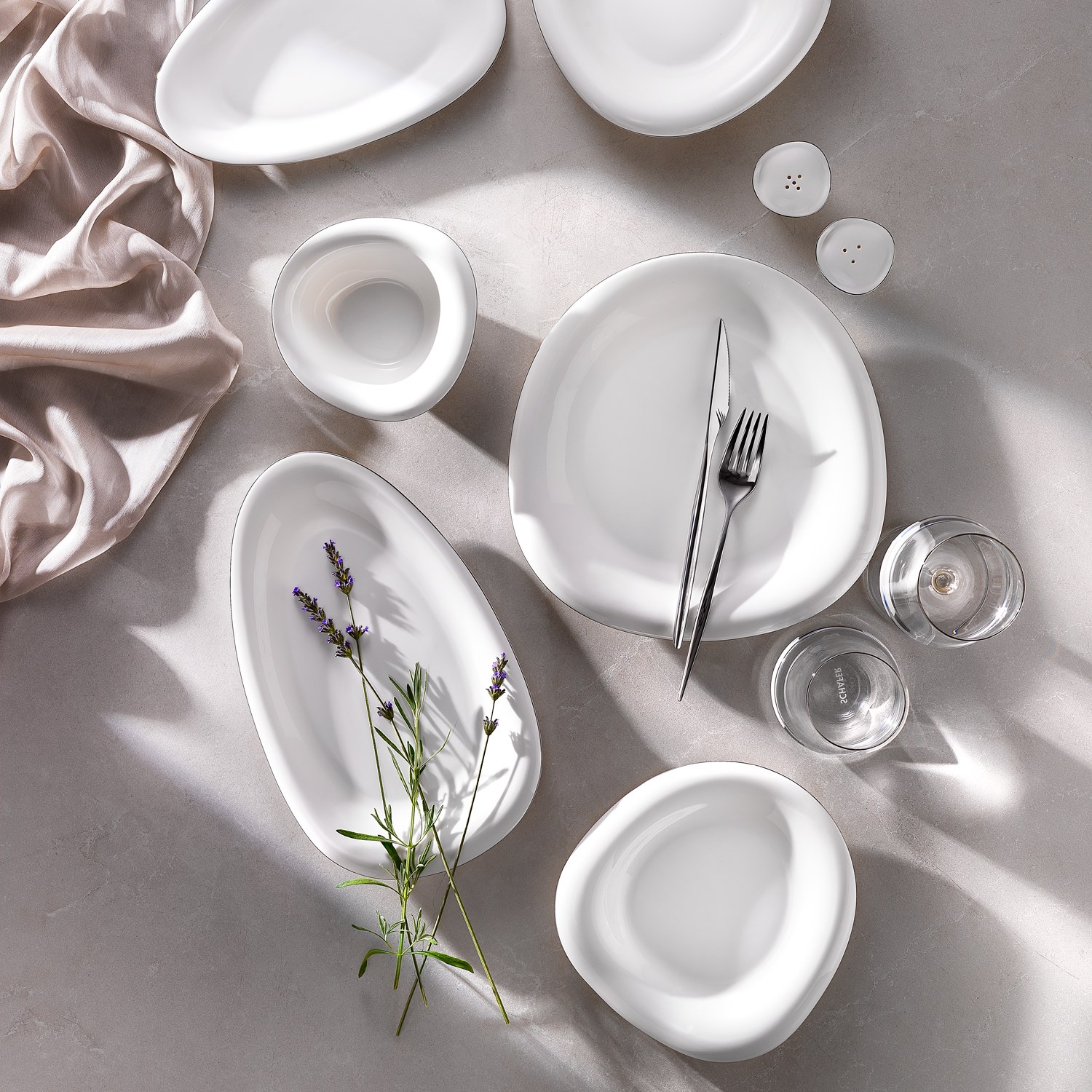 Schafer Superfine Bone Seraphine Yemek Takım 8 kişilik  37 Parça-Platin