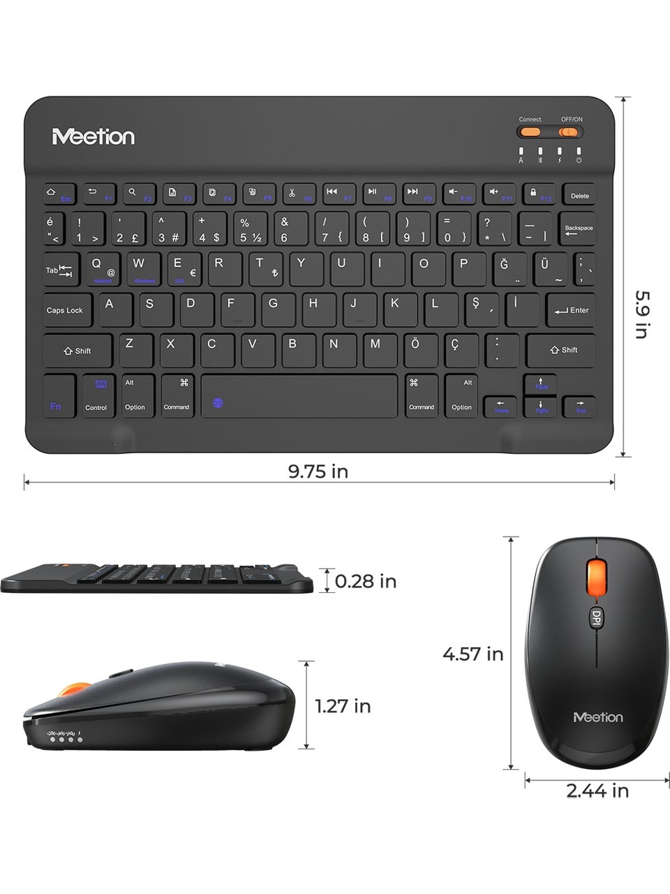 Meetion Btc9660 Siyah Ultra İnce Manyetik Kılıflı Kablosuz Türkçe Klavye-mouse Seti Görseli