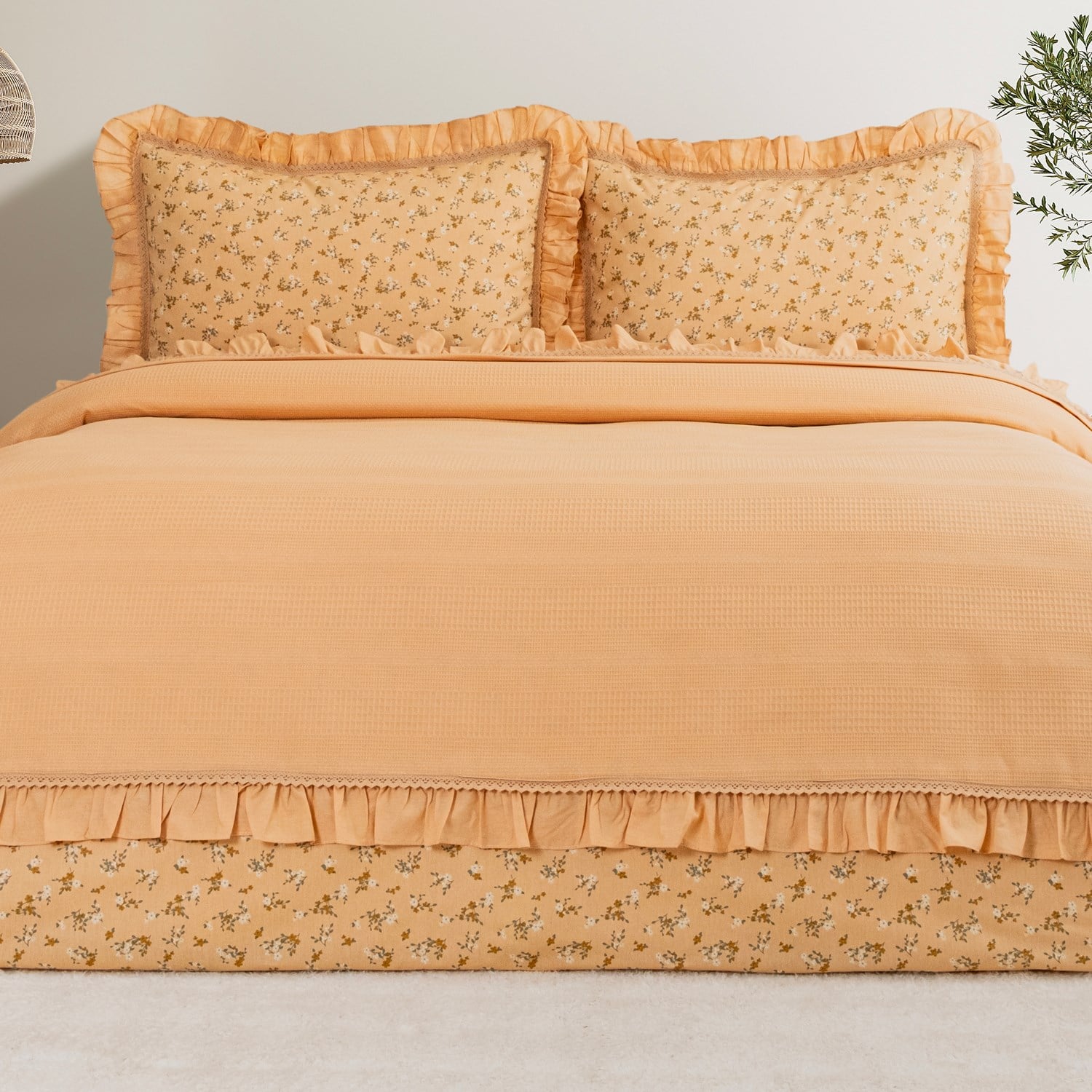 Schafer Home Chance Çift Kişilik Pike Takımı 4 Parça-Açık Hardal