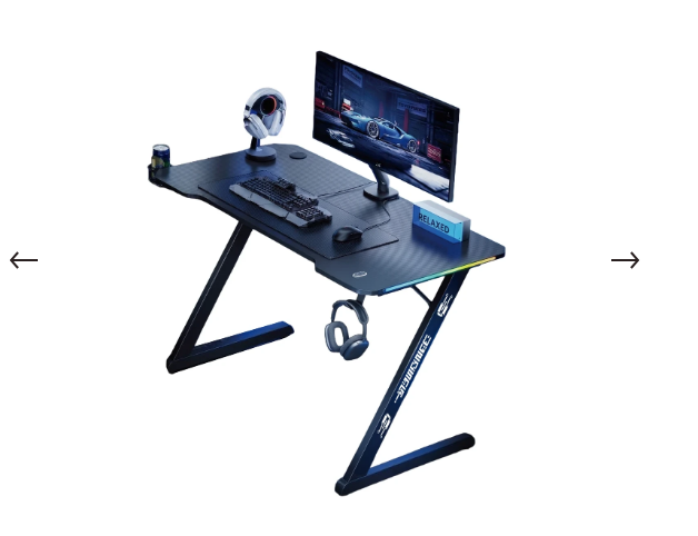 Vıyero Amor GD-12002E-2-BLK Z Ayak RGB Karbon Fiber E-Spor Oyuncu Masası