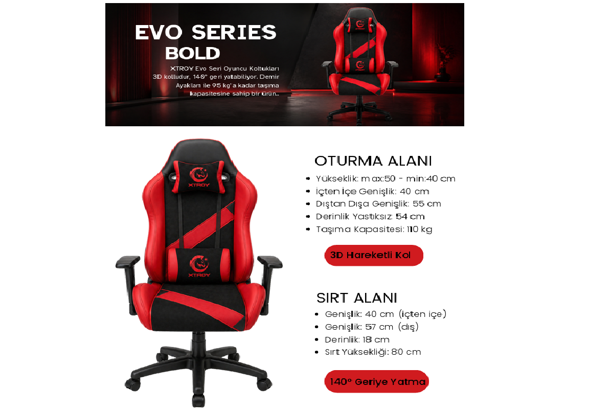 Xtroy Evo Serisi Bold Oyuncu Koltuğu Mavi Görseli