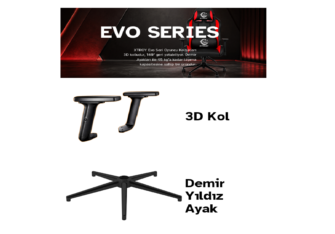 Xtroy Evo Serisi Axe Oyuncu Koltuğu Siyah Görseli