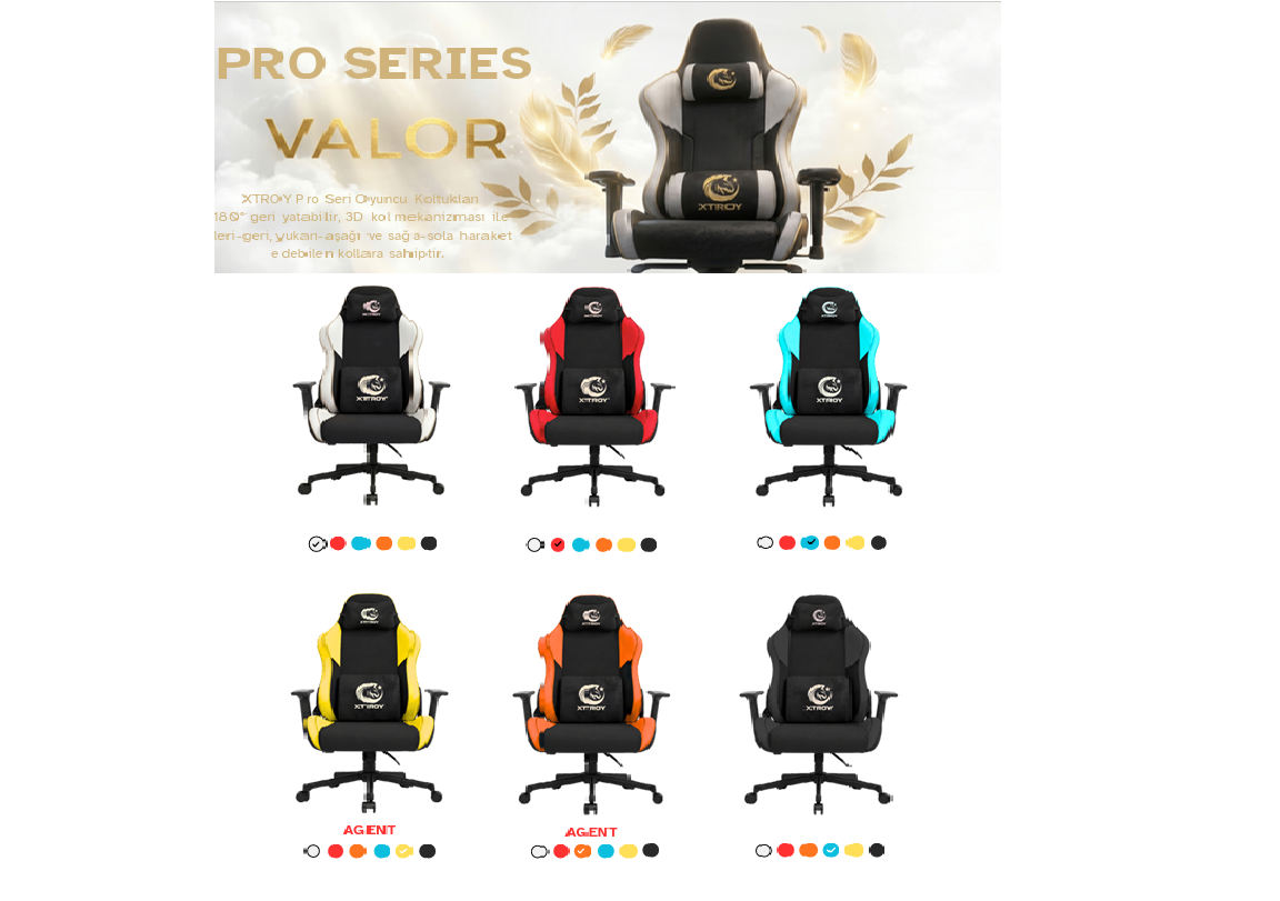 Xtroy Pro Serisi Valor Oyuncu Koltuğu Sarı Görseli