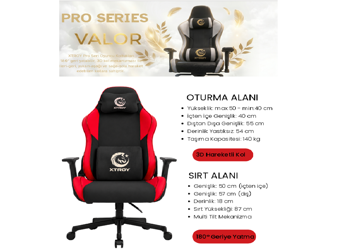 Xtroy Pro Serisi Valor Oyuncu Koltuğu Mavi Görseli