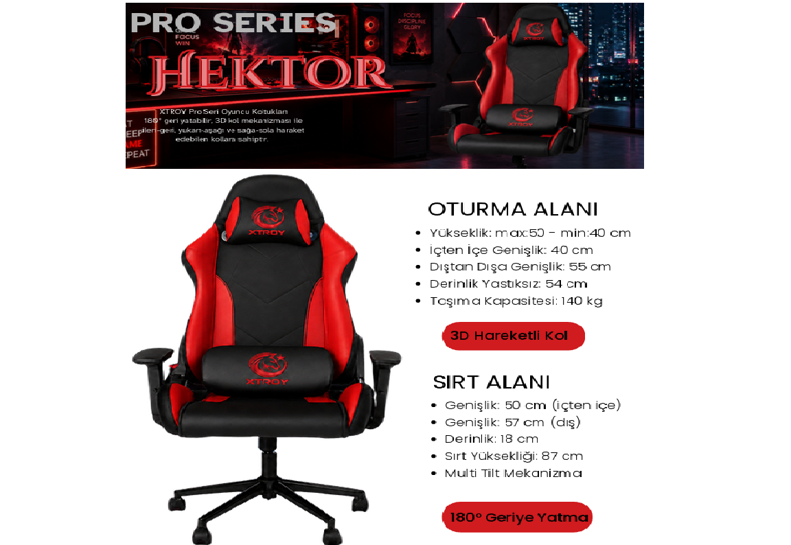 Xtroy Pro Serisi Hektor Oyuncu Koltuğu Mavi Görseli