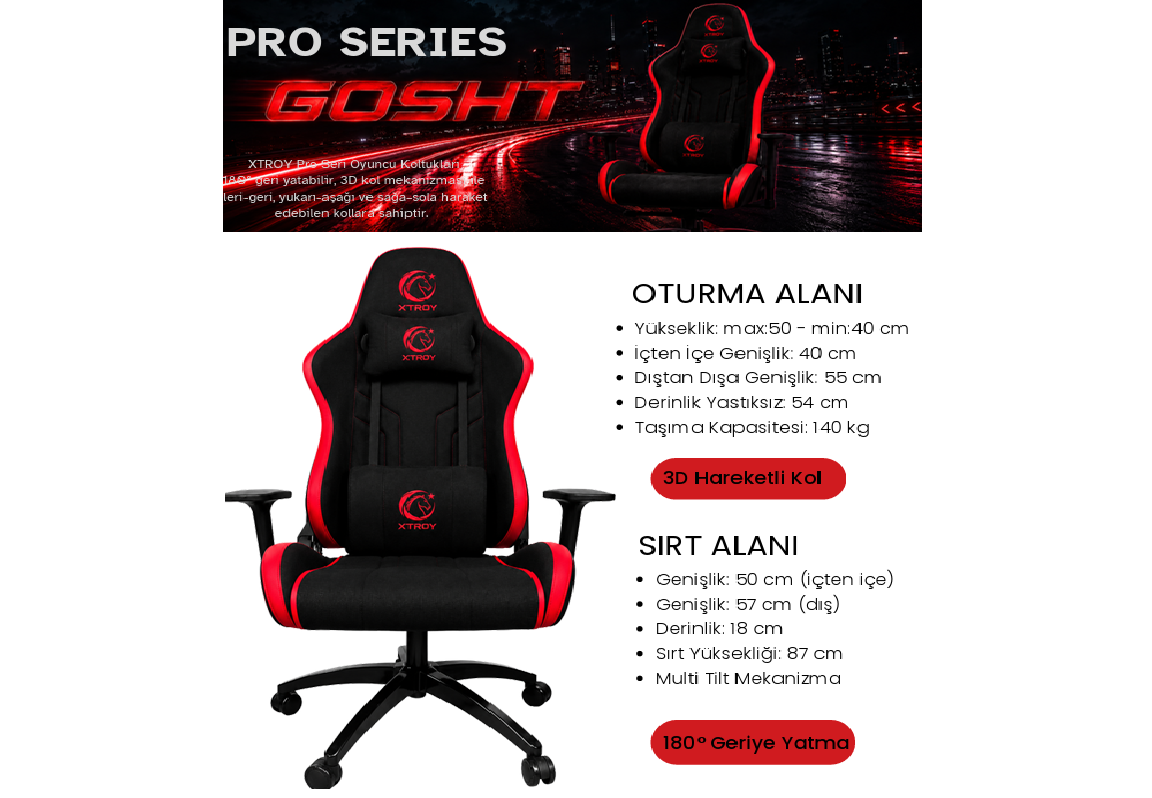Xtroy Pro Serisi Ghost Oyuncu Koltuğu Turuncu Görseli