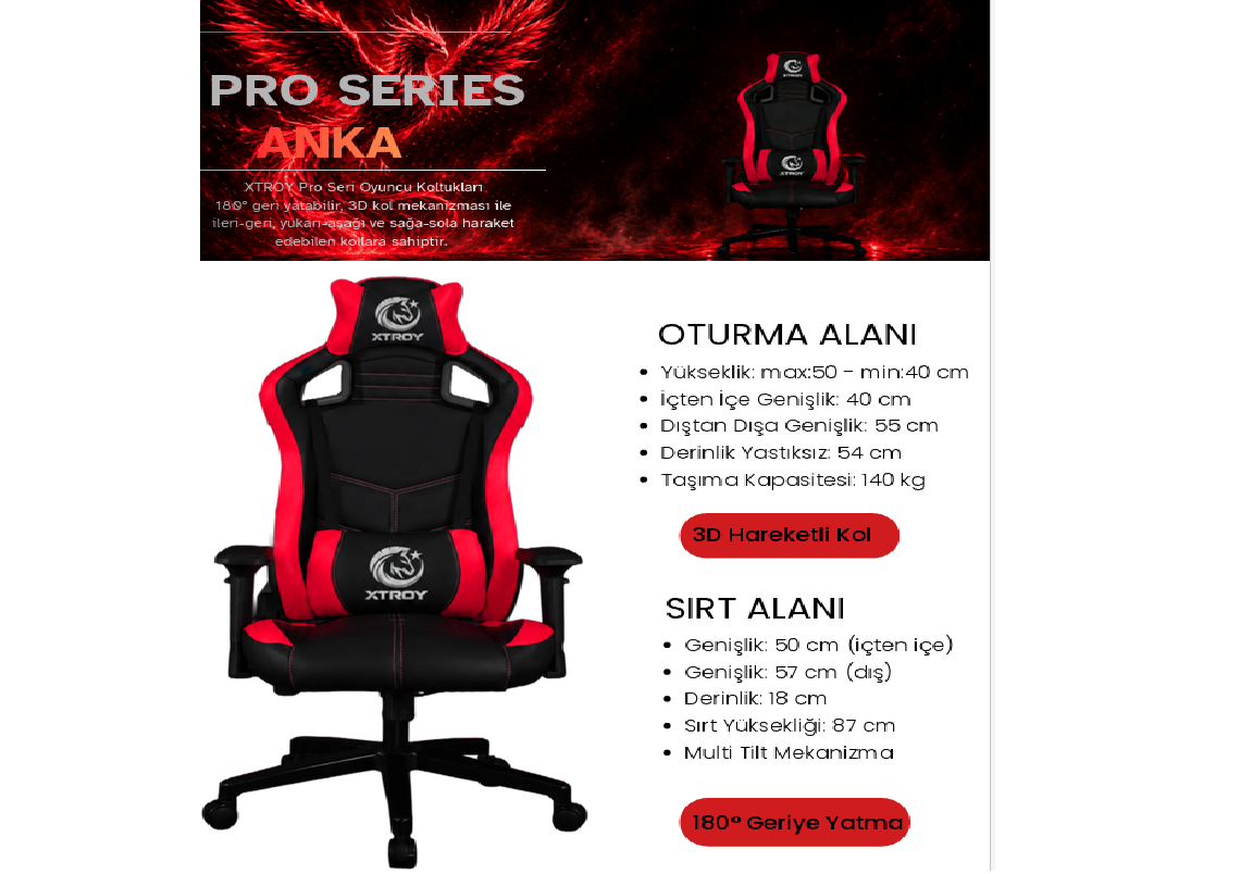 Xtroy Pro Serisi Anka Oyuncu Koltuğu Siyah Görseli