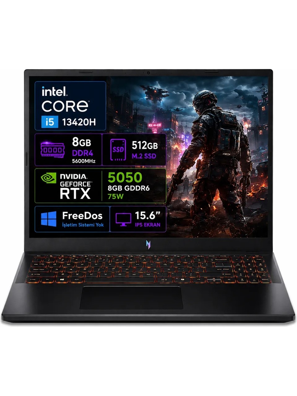 Acer Nitro V15 ANV15-52-504A NH.QZ7EY.003 i5-13420H 8GB 512GB SSD RTX5050 15.6