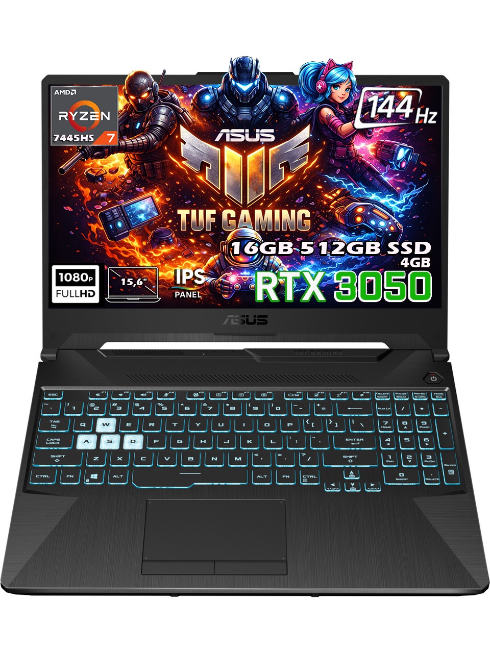 Asus TUF Gaming A15 FA506NCG-HN206 R7 7445HS 16 GB 512 GB SSD RTX3050 15.6" Full HD Gaming Notebook