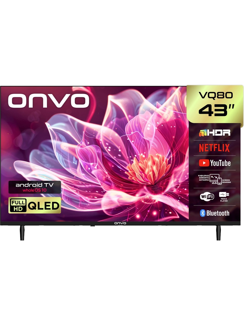 Onvo 43VQ80F2FA 43" Uydu Alıcılı Full HD WhaleOS QLED TV