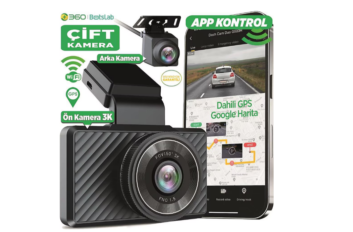 Botslab 360+ G500H Pro Ön ve Arka Araç Kamerası Seti Görseli