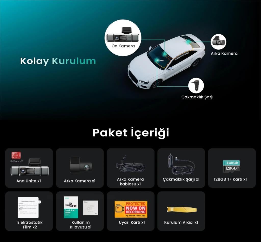 Botslab 360+ G980H Pro 4 Kameralı Araç Kamerası Seti Görseli