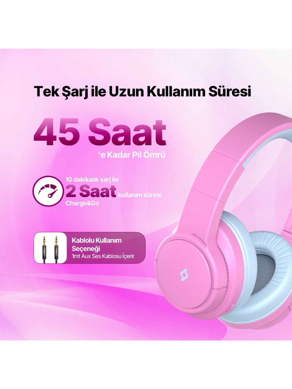 Ttec Soundbuddy 3  2km171bp Kulaküstü Kablosuz Bluetooth Çocuk Kulaklığı Pembesi Görseli