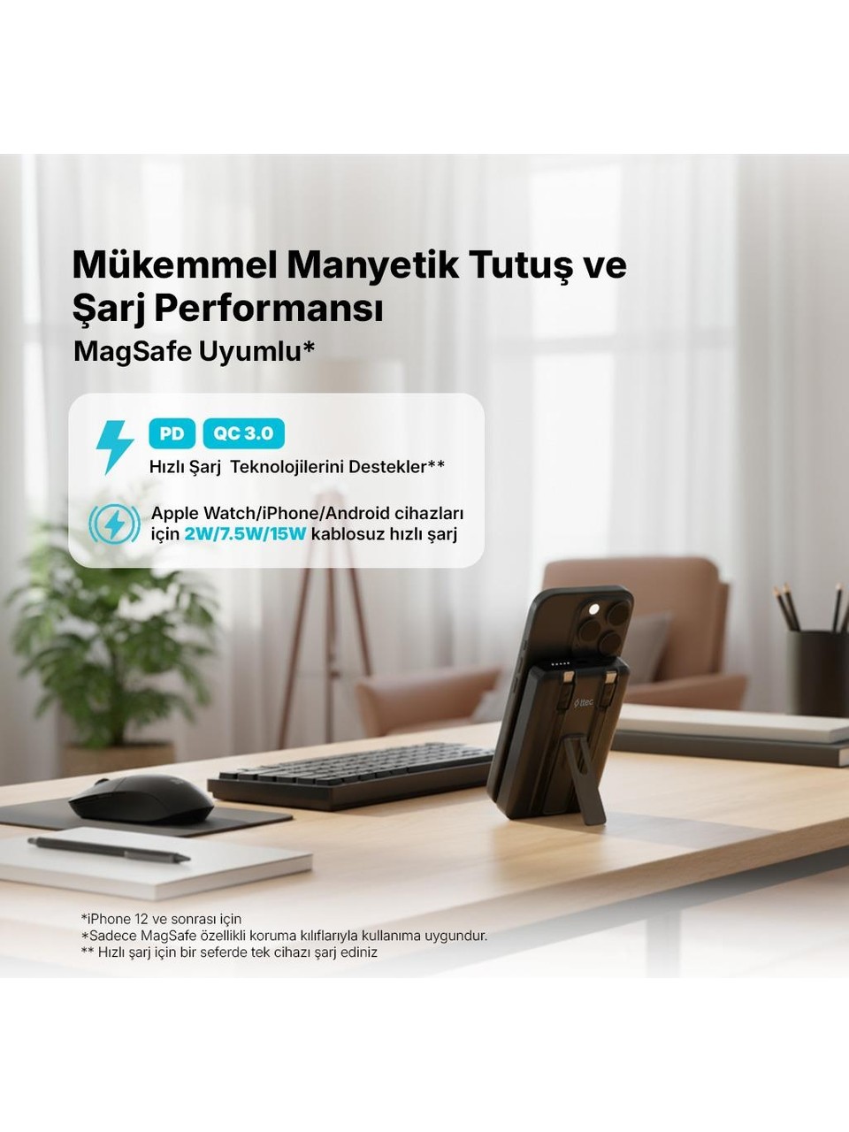 Ttec Recharger 2bb237s M 10.000mah Magsafe Uyumlu Pd20w Ve Stantlı Taşınabilir/powerbank Görseli