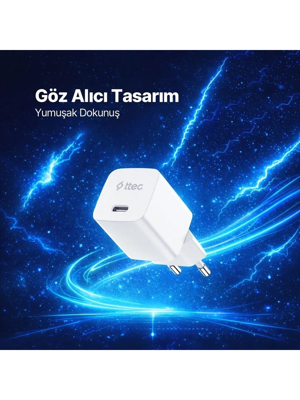 Ttec Smartcharger 2scg45b Gan 45w Avs Pd Seyahat Hızlı Şarj Aleti Beyaz Görseli