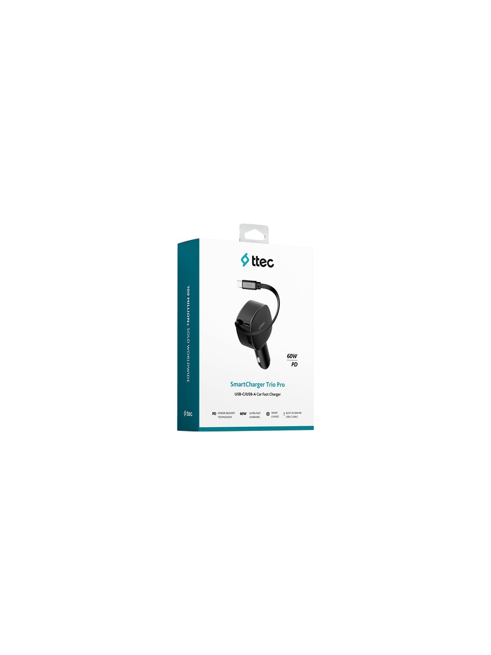 Ttec Smartcharger 2ckp07s Trio Pd 60w Araç Şarj Aleti Usb-c+usb-a + Dahili 30w 70cm Usb-c Siyah
