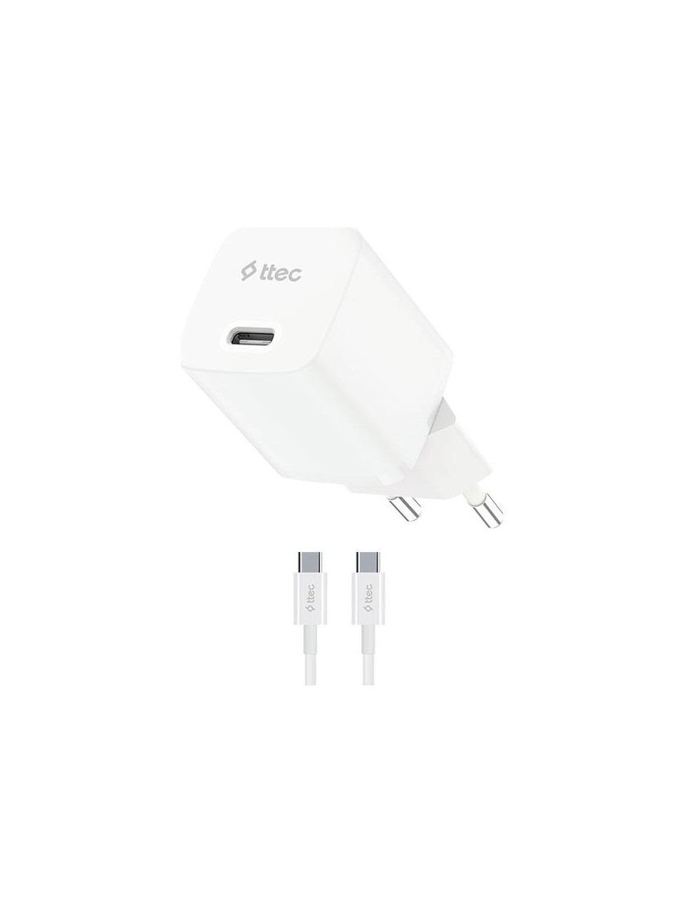 Ttec Smartcharger 2scg20cb Gan 20w Pd Seyahat Hızlı Şarj Aleti + Usb-c - Usb-c 60w Kablo Beyaz