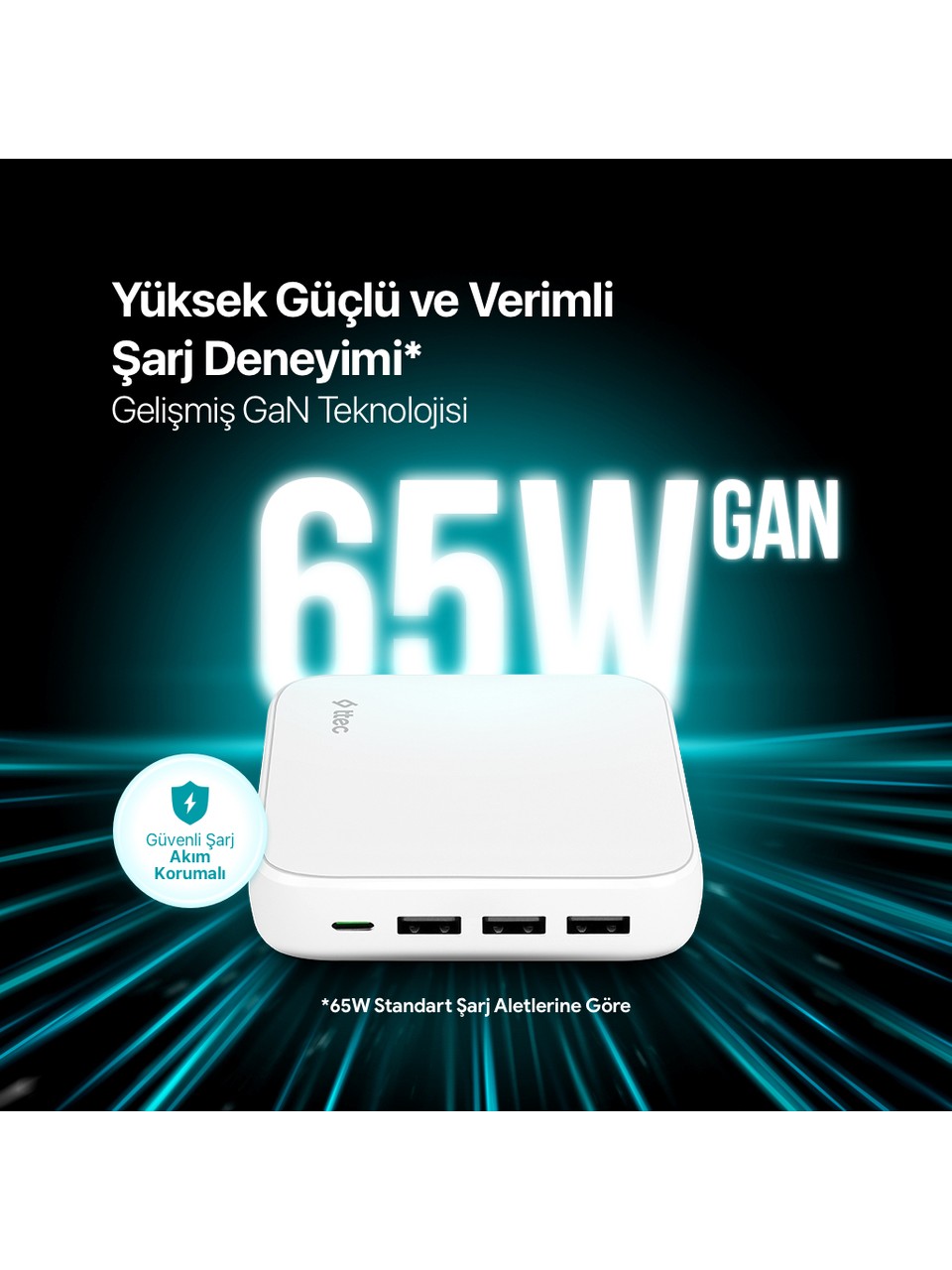 Ttec Smartcharger 2scg02b Quattro Gan 65w Pd Seyahat Hızlı Şarj Aleti Usb-c + 3 Usb-a Beyaz Görseli
