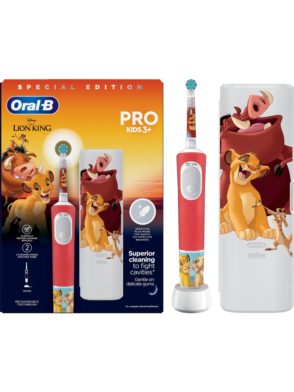 Oral B Vitality Pro Lion King Çocuk Şarjlı Diş Fırçası + Seyahat Kabı