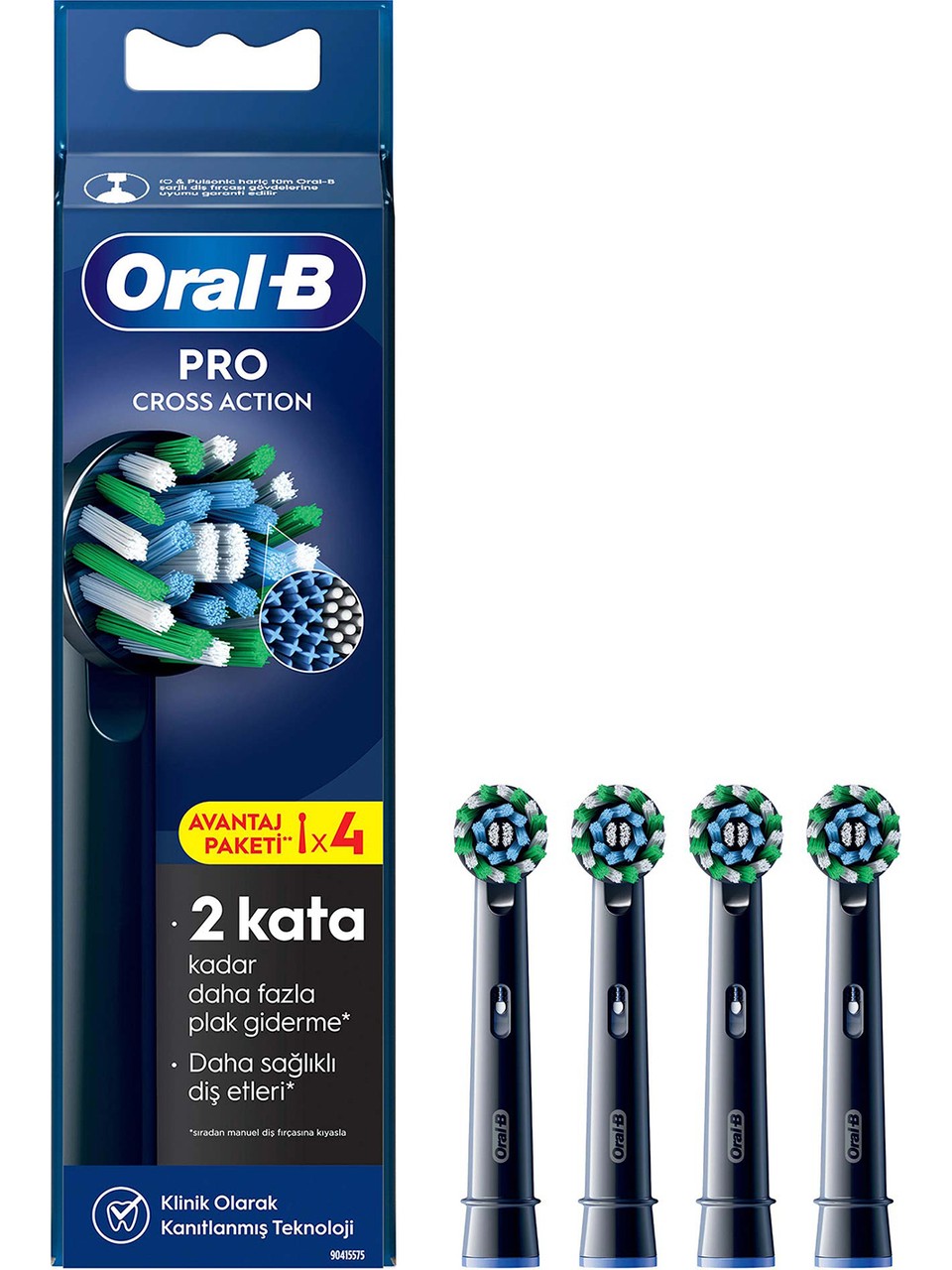 Oral-b Pro Cross Action X-filament siyah Şarjlı Diş Fırçası Yedek Başlığı 4 Adet