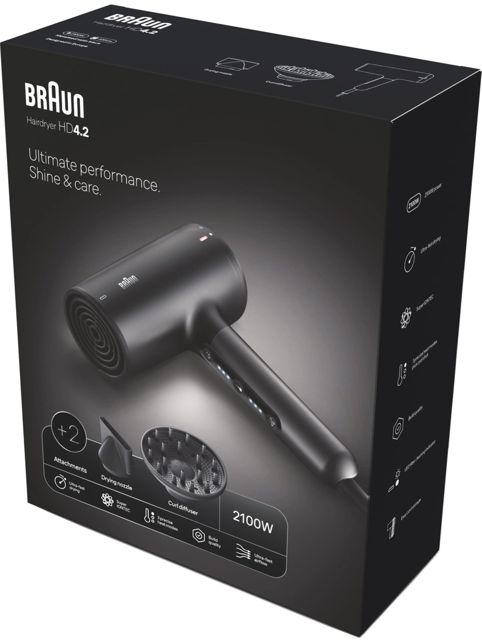 Braun Hd425e Hd4.2 Iontec Difüzörlü Saç Kurutma Makinesi Mat Siyah Görseli