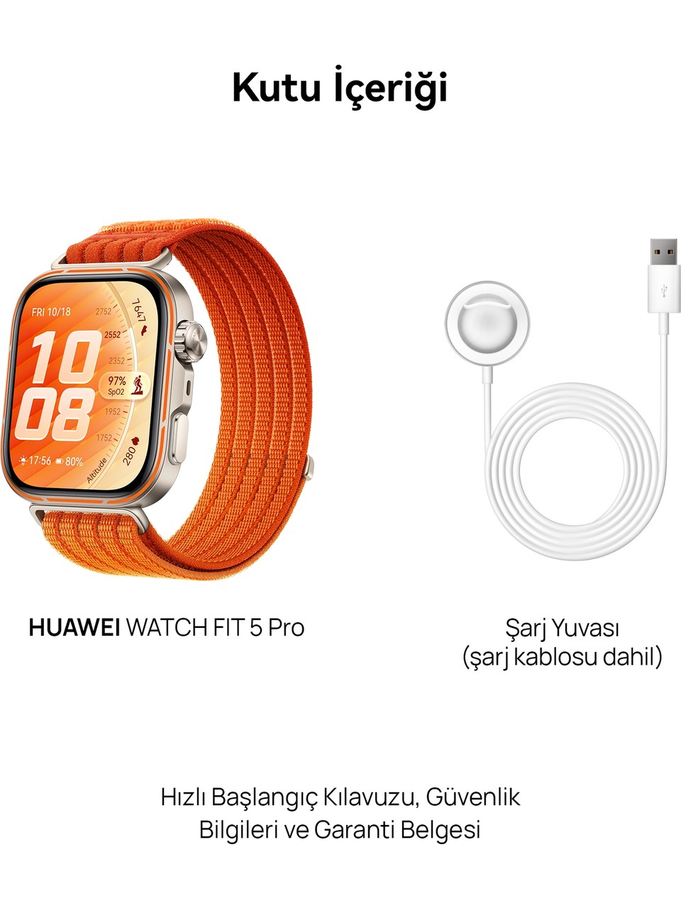 Huawei Watch Fit 5 Pro Turuncu Akıllı Saat Görseli