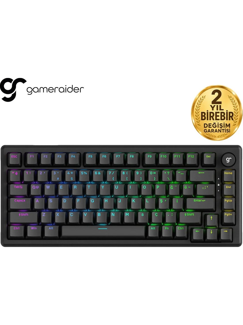 Gameraider K1 He Gri Ultra-fast Lime Manyetik Switch 8k Türkçe Kablolu Gaming Klavye