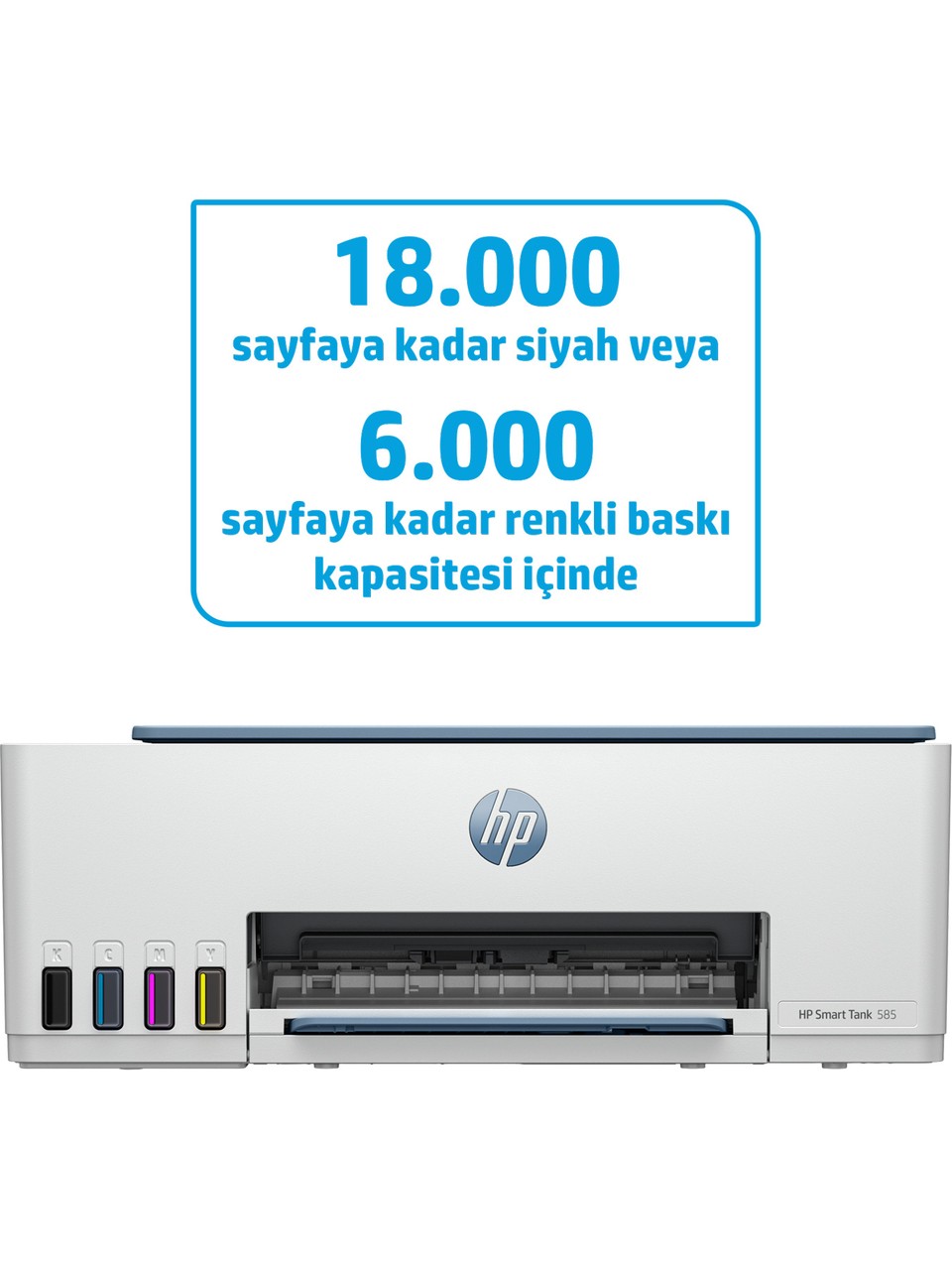 HP Smart Tank 585 1F3Y4A Wi-Fi + Tarayıcı + Fotokopi Renkli Çok Fonksiyonlu Püskürtmeli Yazıcı Görseli