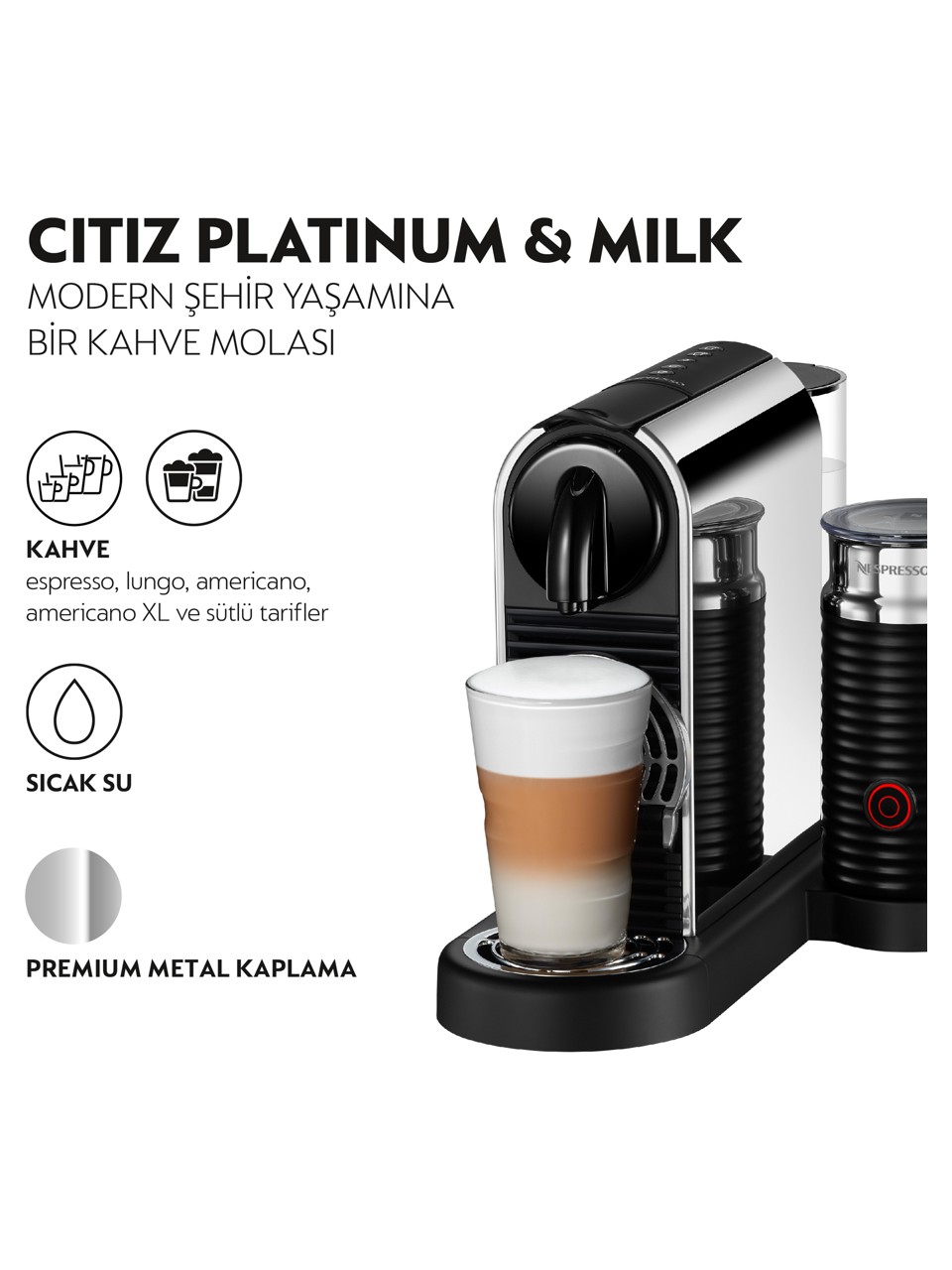 Nespresso D145 Citiz Platinum Bundle Kapsüllü Kahve Makinesi Görseli