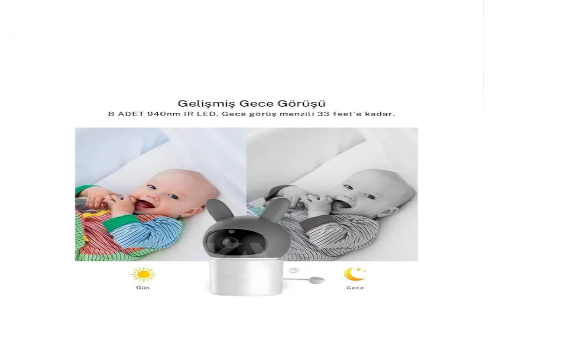 Bebek Kamerası Kumandalı Monitörlü Karşılıklı Konuşma Özellikli , Hatırlatıcılı Ip Bebek Kamerası Görseli