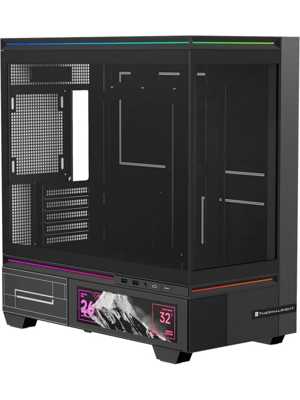Thermalright TL-M10 Vision Black Argb Temperli Cam Mid Tower Matx Gaming Kasa